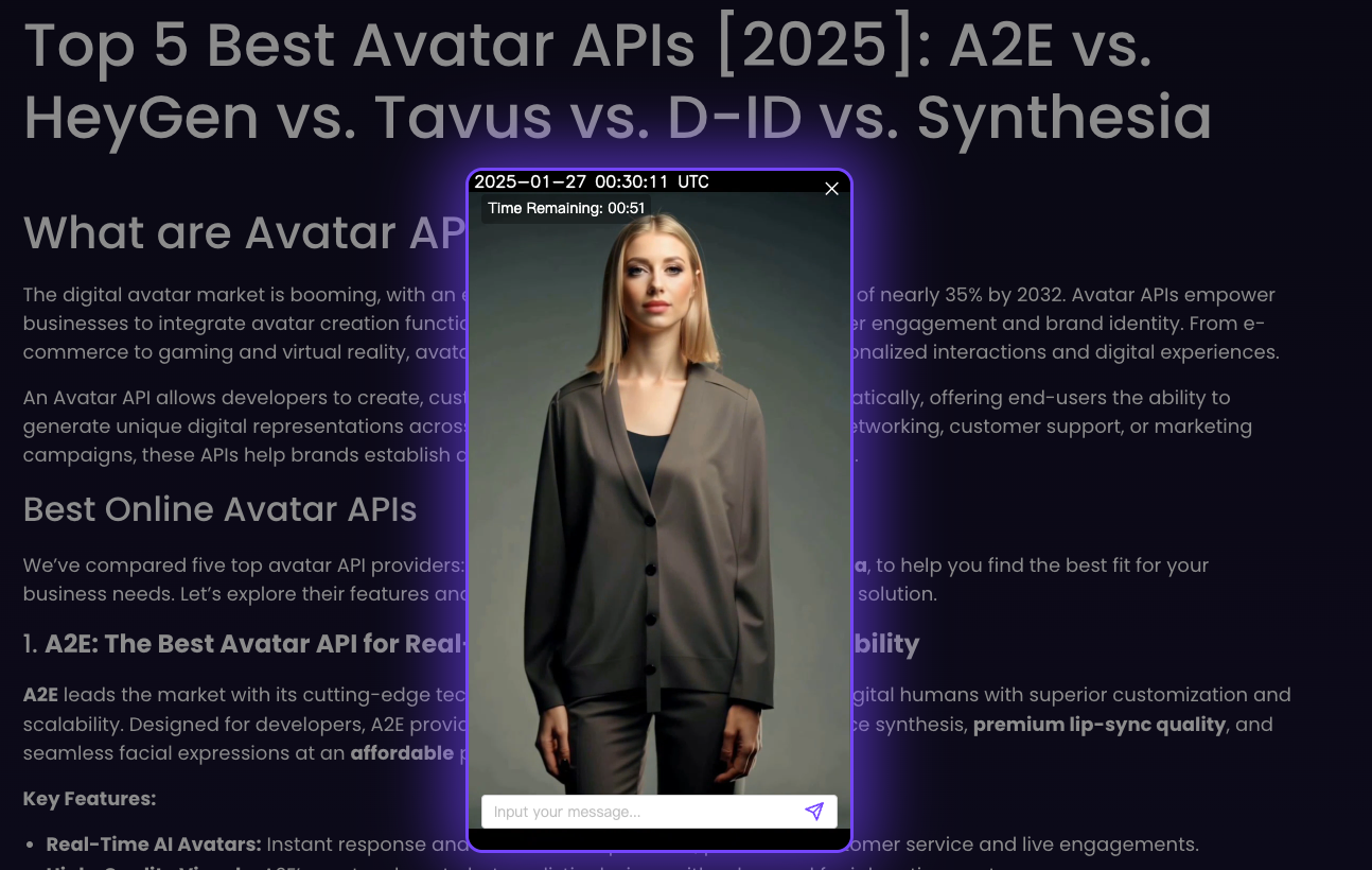 Top 5 Best Avatar APIs [2025]: A2E vs. HeyGen vs. Tavus vs. D-ID vs. Synthesia