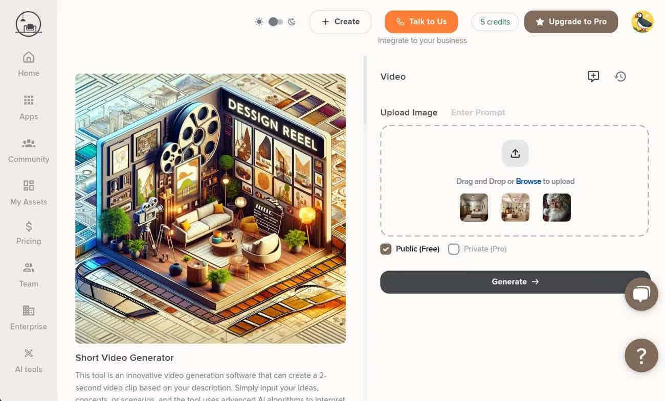 Collov AI AI-powered tool transforming pictures to videos