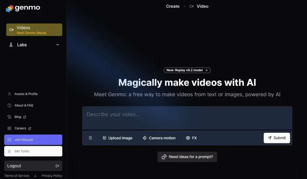 Genmo AI tool converting image into video animation
