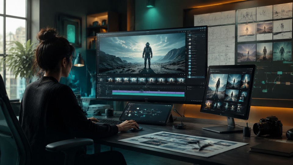 AI Video Research & Innovation | Runway AI featured image showing AI video workflow scenes and storyboard controls