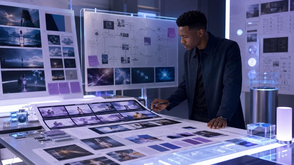 AI-Generated TV Ads: What Disney's New Tool Means for Small Brands featured image showing AI video workflow scenes and storyboard controls