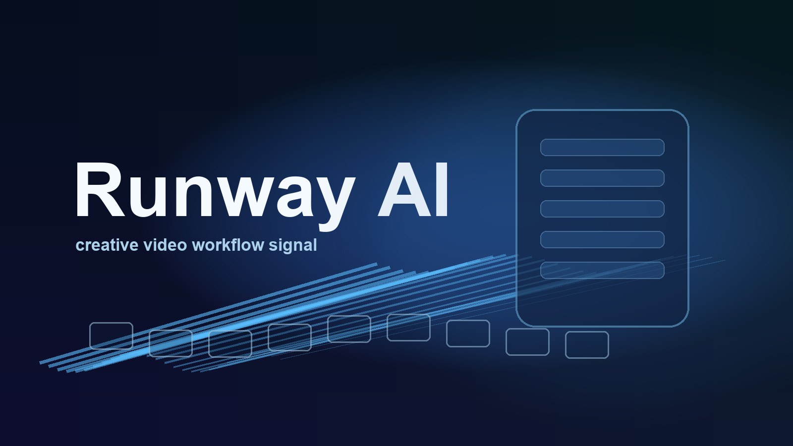 Runway AI featured image with accurate model text and abstract video workflow motif